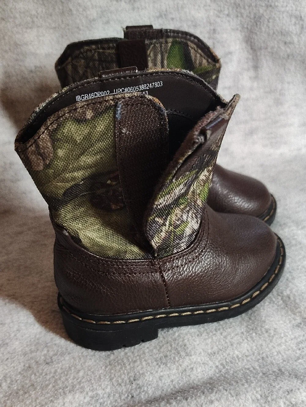Garanimals Brown Leather-Look & Green Camouflage Pull-On Kids Boots